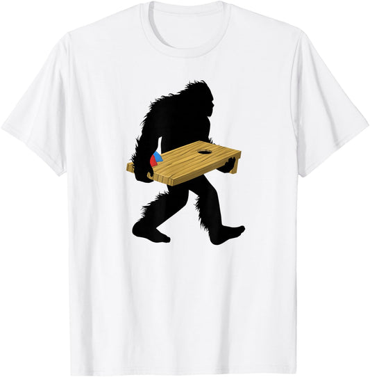 Bigfoot Cornhole , Cryptid Sasquatch Apparel T-Shirt - T-Shirt | White