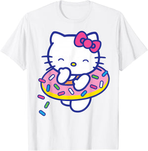 Hello Kitty Donut Sprinkles Floaty Summer Swimming T-Shirt - T-Shirt | White
