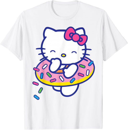 Hello Kitty Donut Sprinkles Floaty Summer Swimming T-Shirt - T-Shirt | White