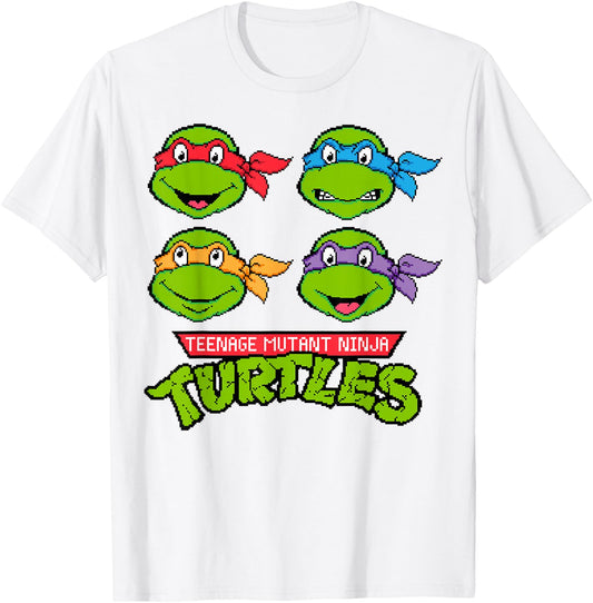 Teenage Mutant Ninja Turtles 16-Bit Turtle Heads T-Shirt - T-Shirt | White