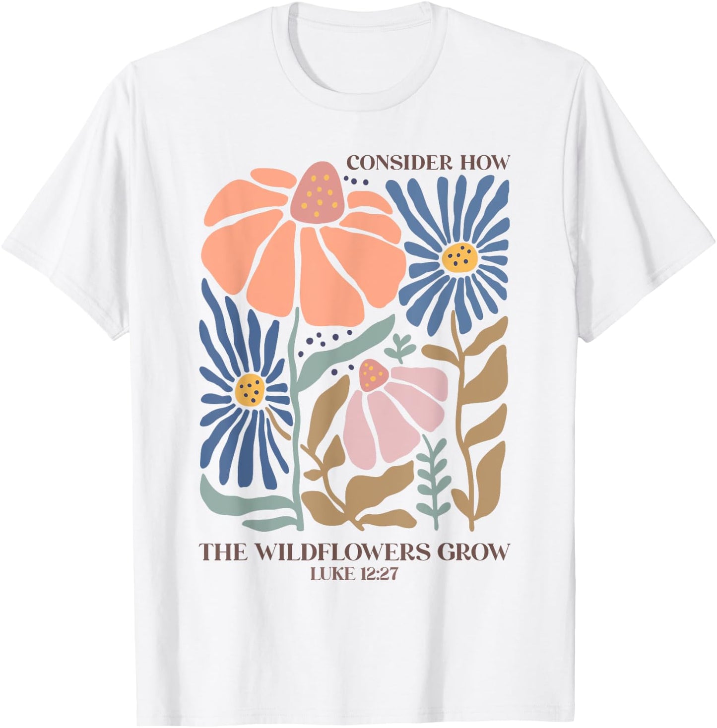 Boho Wildflower Bible Verse Inspirational Floral Women Teens T-Shirt - T-Shirt | White