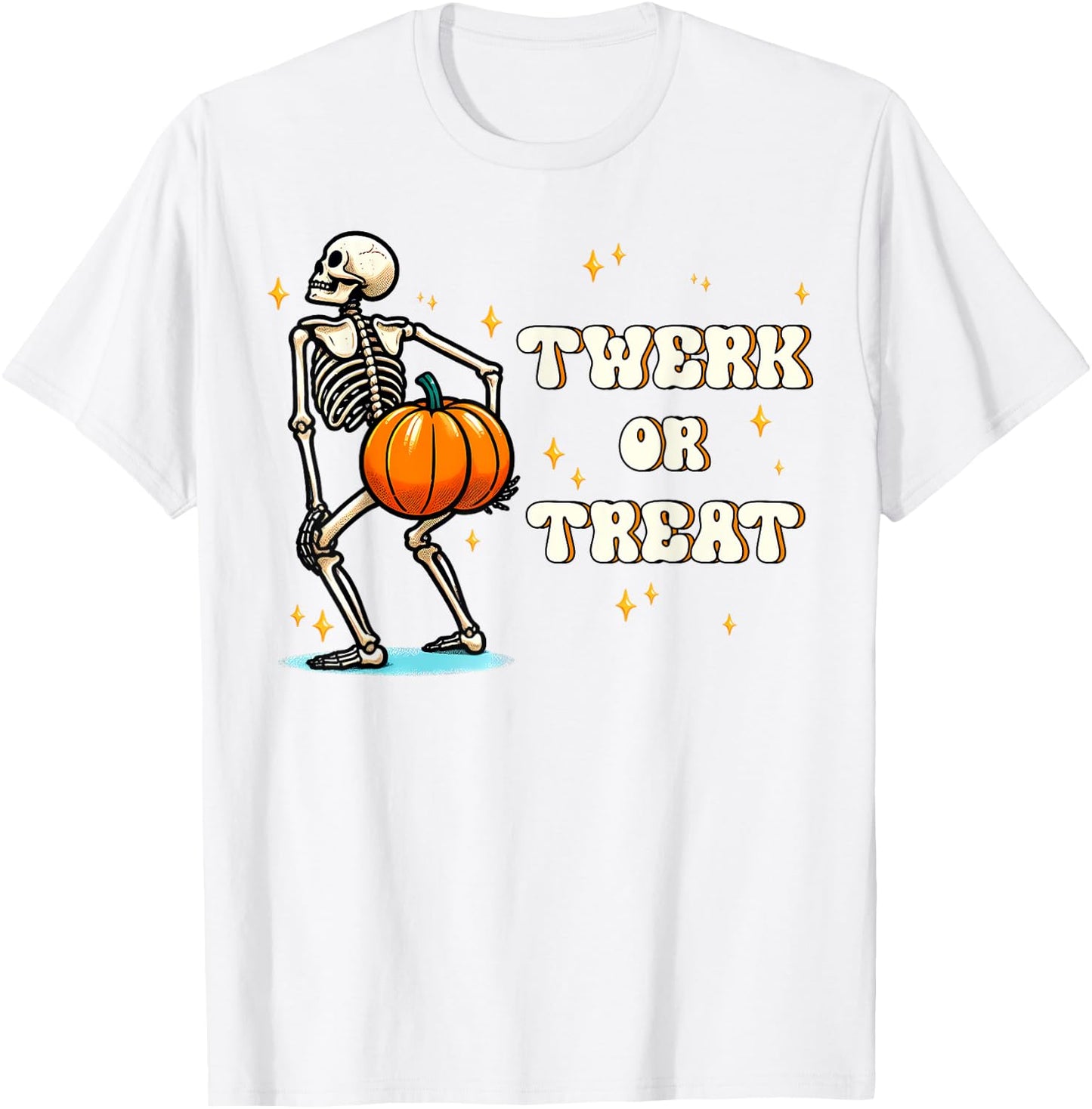 Twerk or Treat Skeleton Dancing Halloween Season Costume T-Shirt - T-Shirt | White