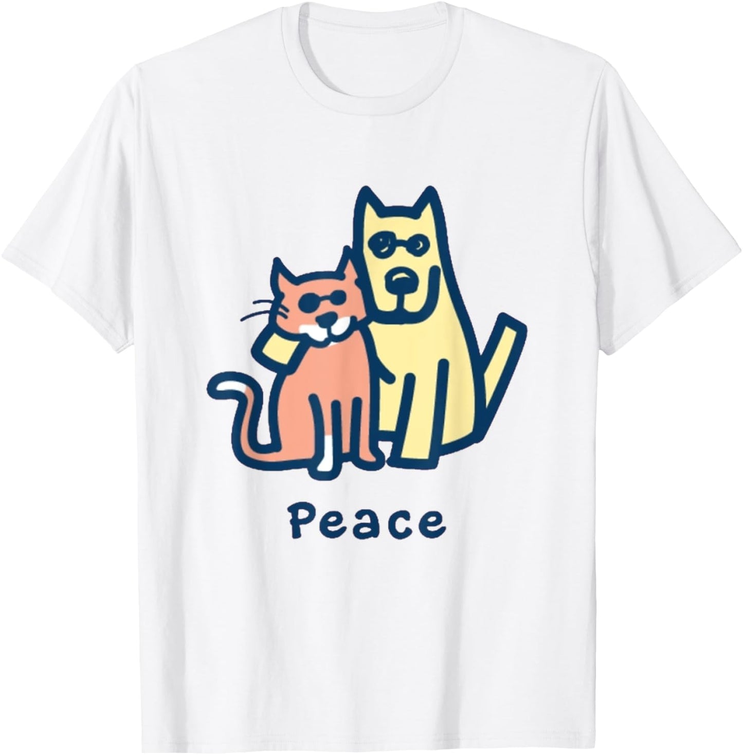 Cat Mom Dog Mom Peace Together I Love Pets T-Shirt - T-Shirt | White