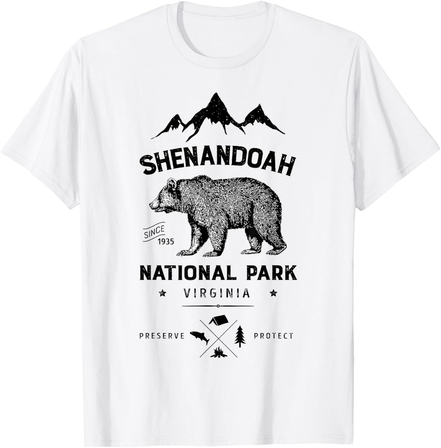 Shenandoah National Park T Shirt Bear Virginia Vintage Gifts T-Shirt - T-Shirt | White