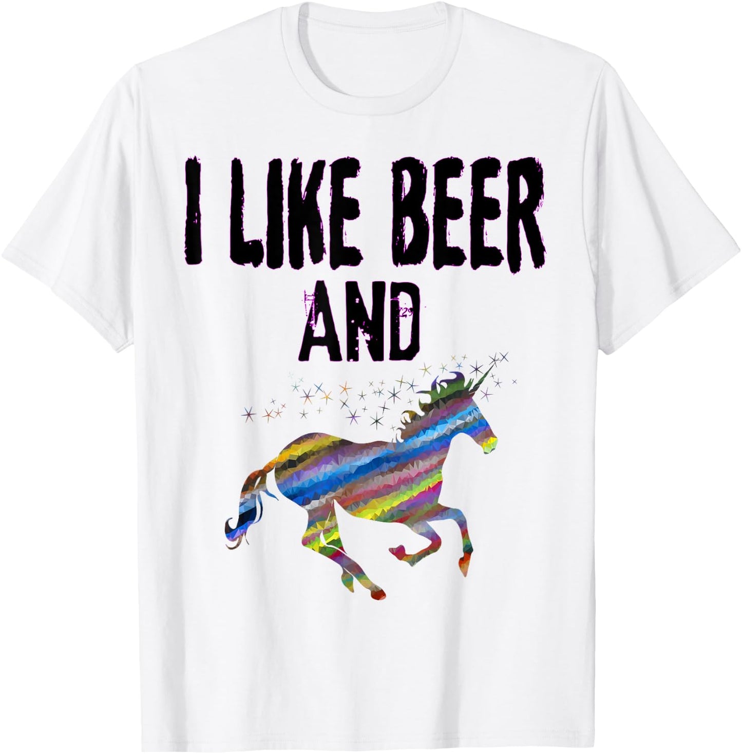 Funny I Like Beer And Unicorns design Adult Unicorn Gift T-Shirt - T-Shirt | White
