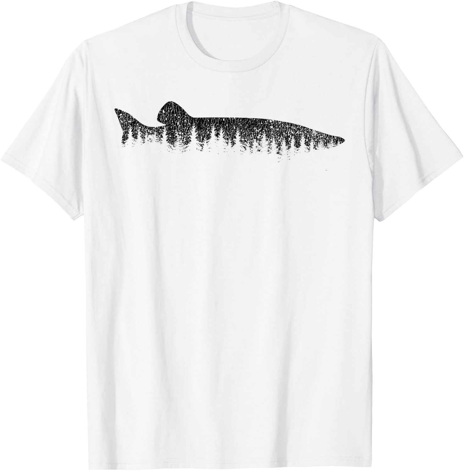 Musky Pine Forest Treeline - Outdoor Fishing Angler T-Shirt - T-Shirt | White
