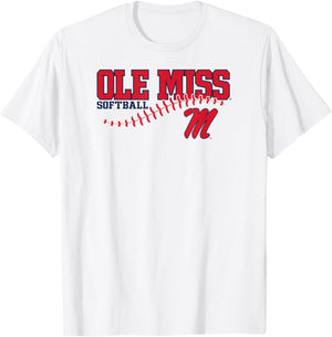 Mississippi Ole Miss Rebels Softball Laces Gray T-Shirt - T-Shirt | White