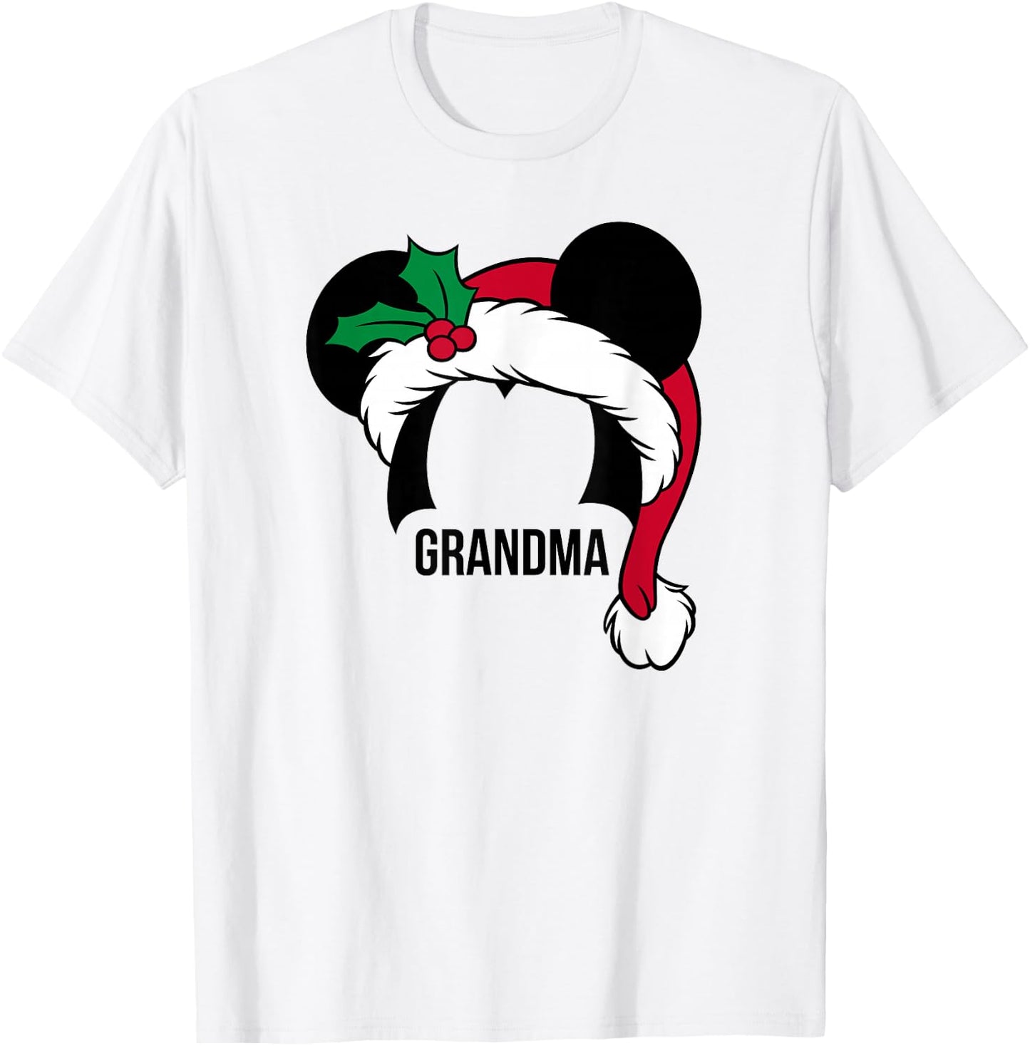 Disney Mickey Mouse Ears Santa Hat GRANDMA Holiday T-Shirt - T-Shirt | White
