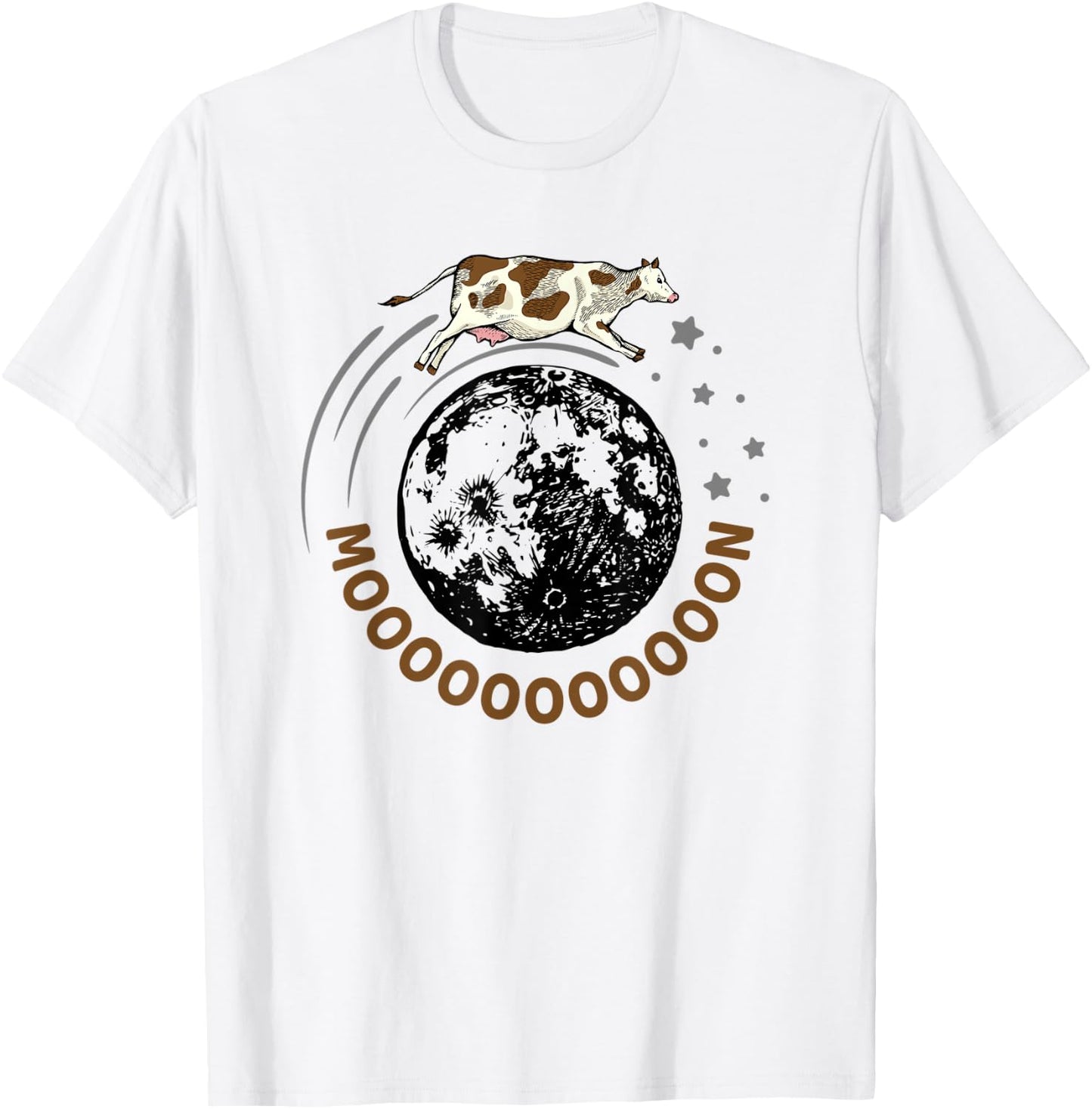 Cow Jumps Over Moon, Astronomy Moon Moo Pun T-Shirt - T-Shirt | White