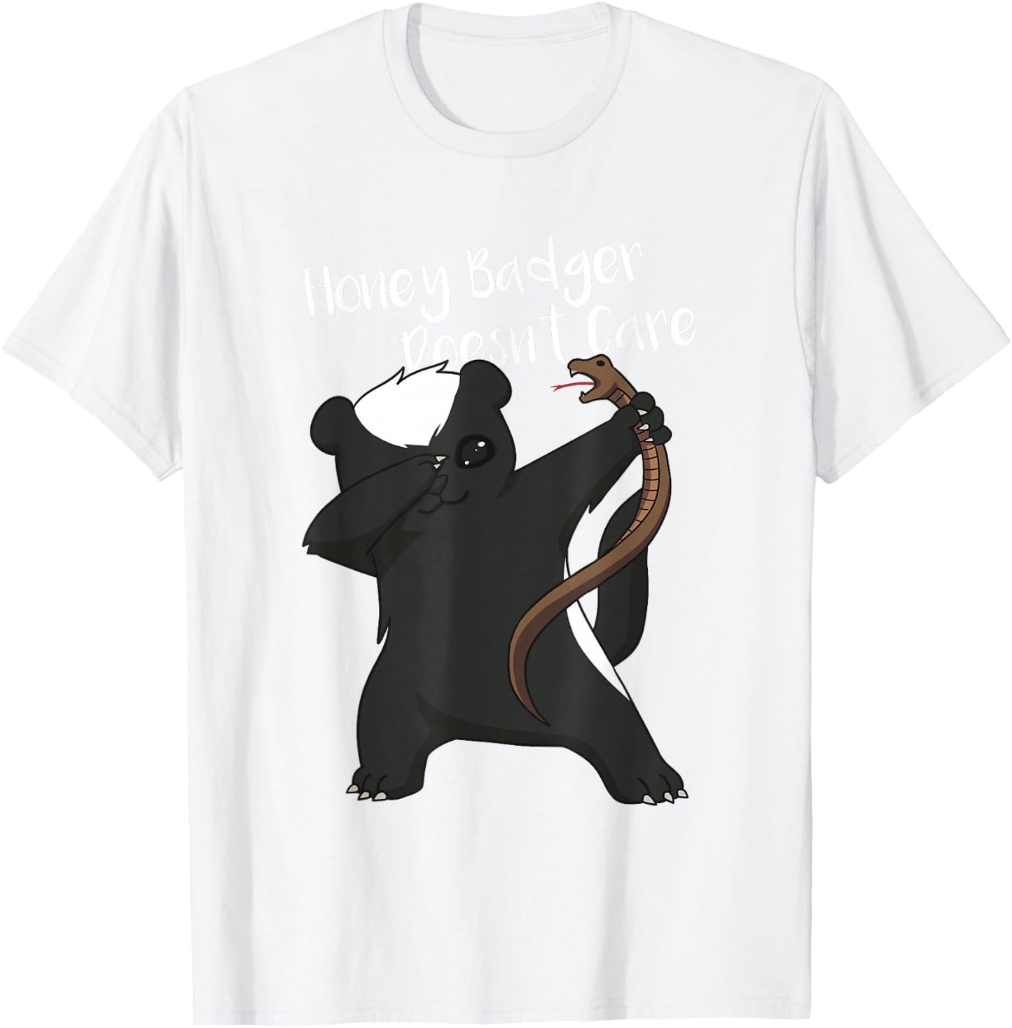 Honey Badger Doesn't Care Funny Animal Dabbing T Shirt T-Shirt - T-Shirt | White