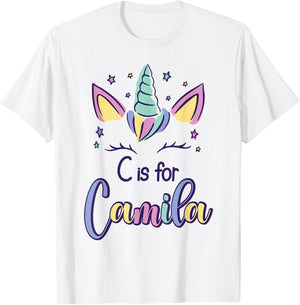 First Name Camila Personalized C Is For Camila T-Shirt - T-Shirt | White