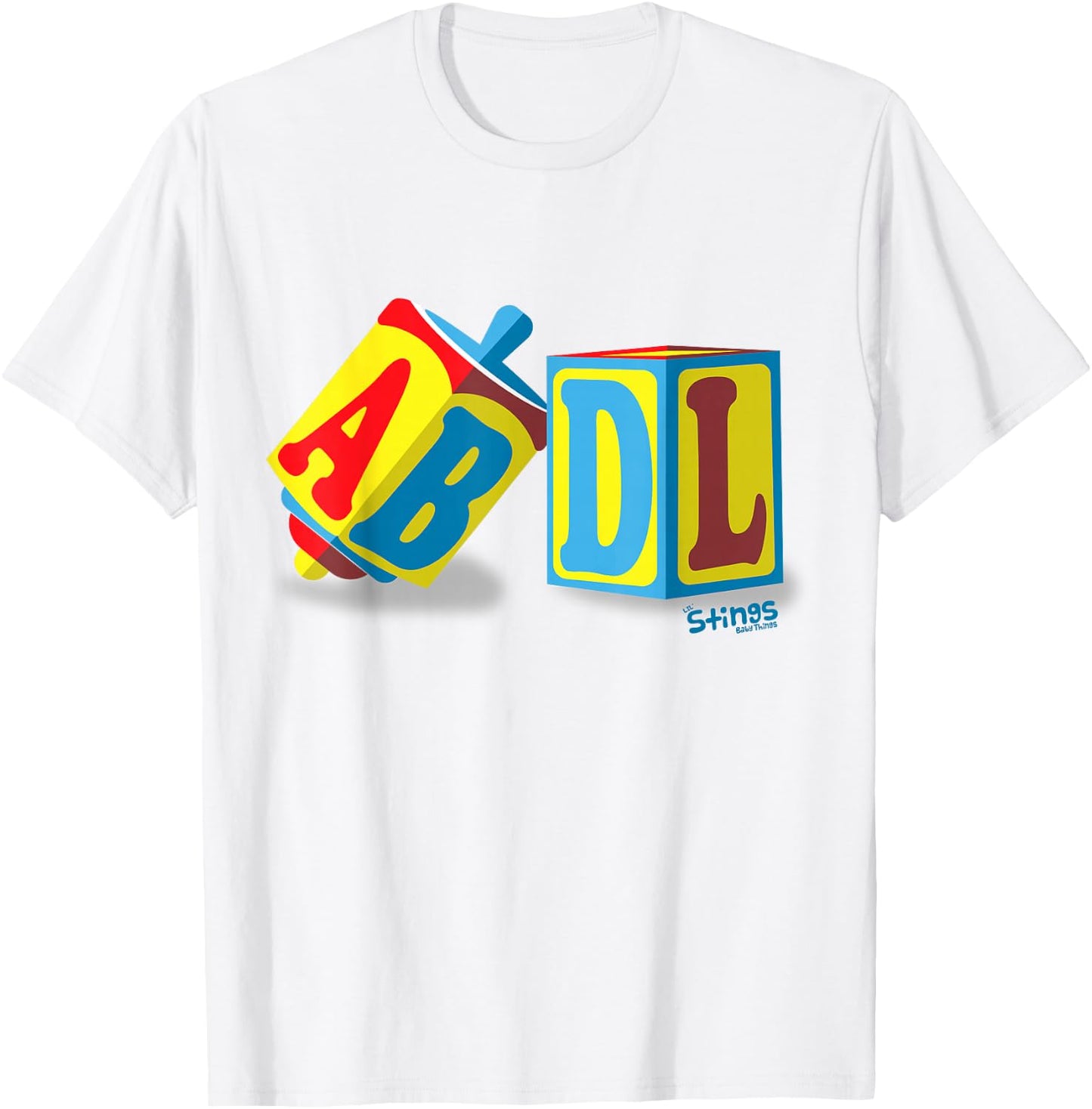 ABDL Adult Baby Blocks All Over - Lil' Stings T-Shirt - T-Shirt | White