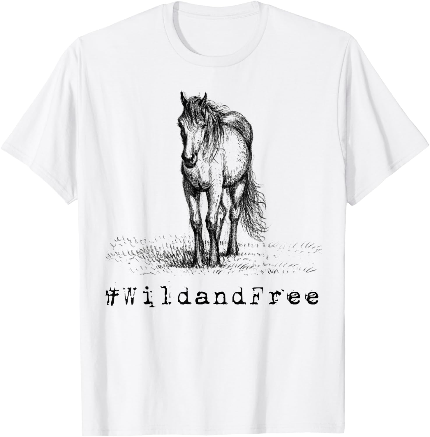 #WildandFree Wild and Free Horse Shirt T-Shirt - T-Shirt | White