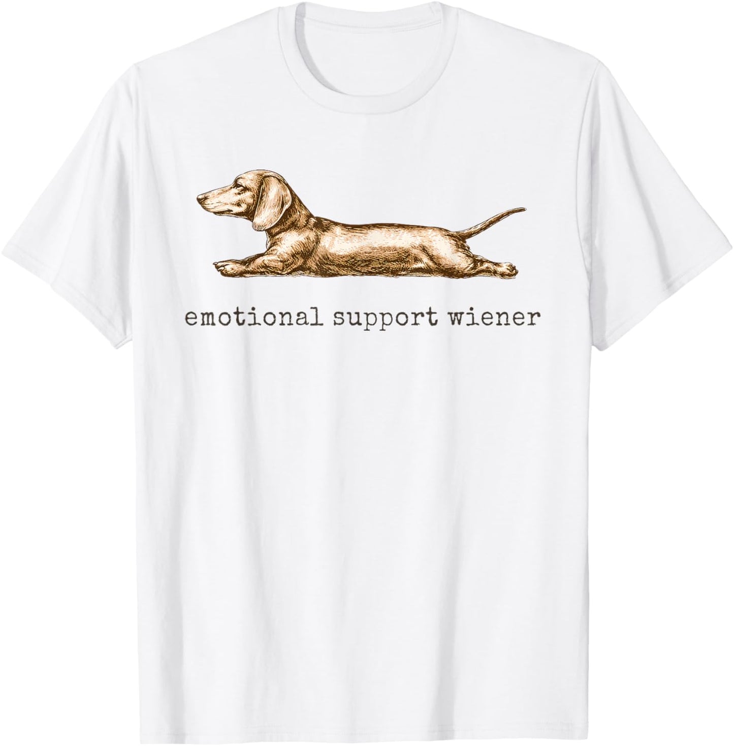 Emotional Support Wiener Funny Dachshund Dog Owner T-Shirt - T-Shirt | White