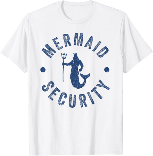 Funny Costume Men Boys Mermaid Security T-Shirt - T-Shirt | White