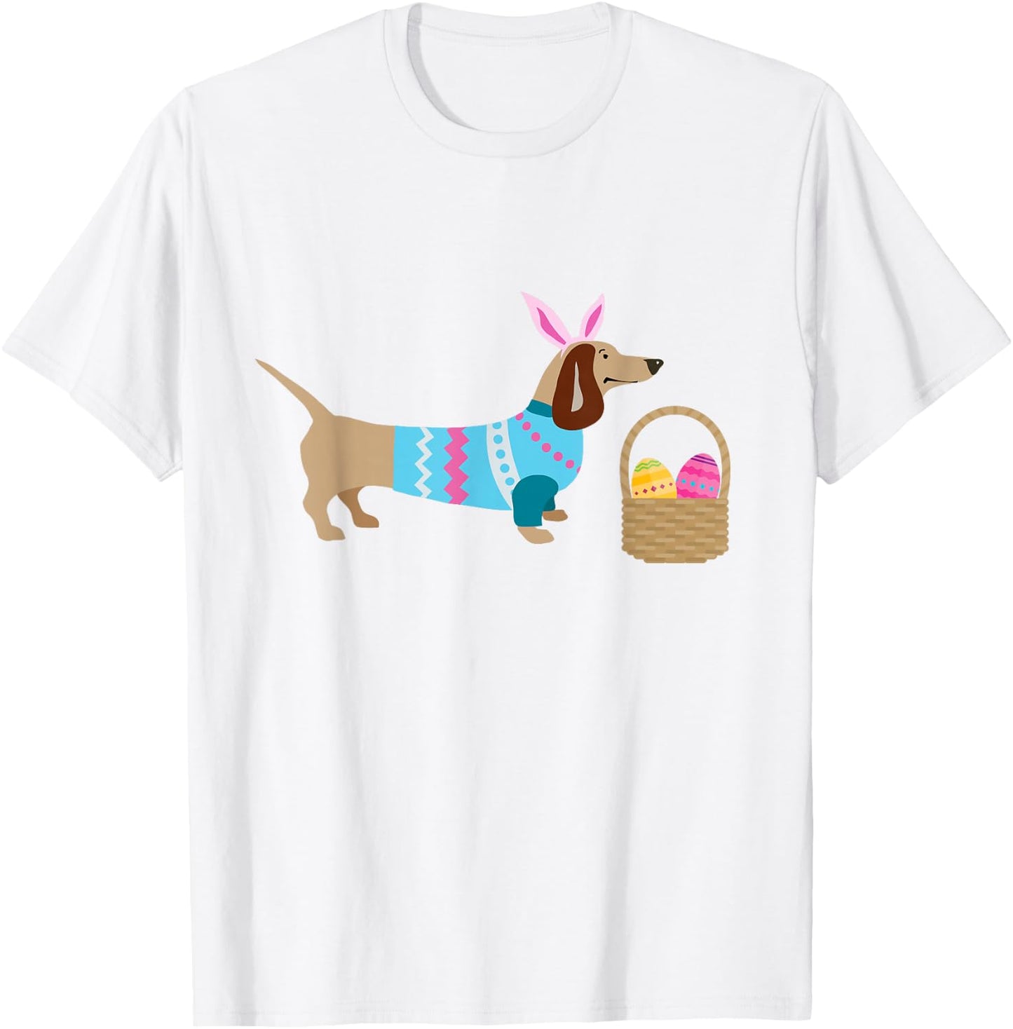 Weiner Daschund Easter Doxie in Dog Dress Men Women Kids T-Shirt - T-Shirt | White