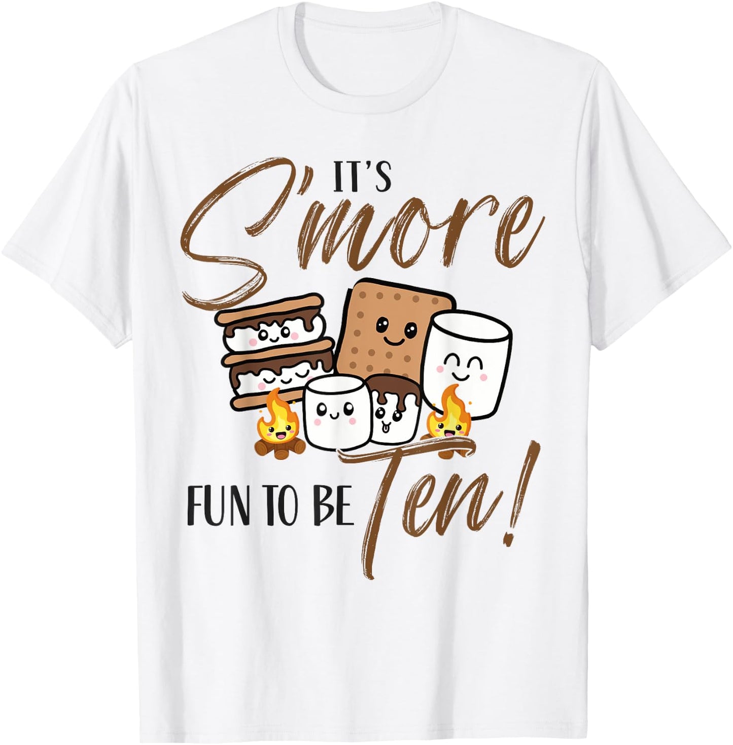 10th Birthday Campfire Marshmallow It's S'more Fun To Be Ten T-Shirt - T-Shirt | White