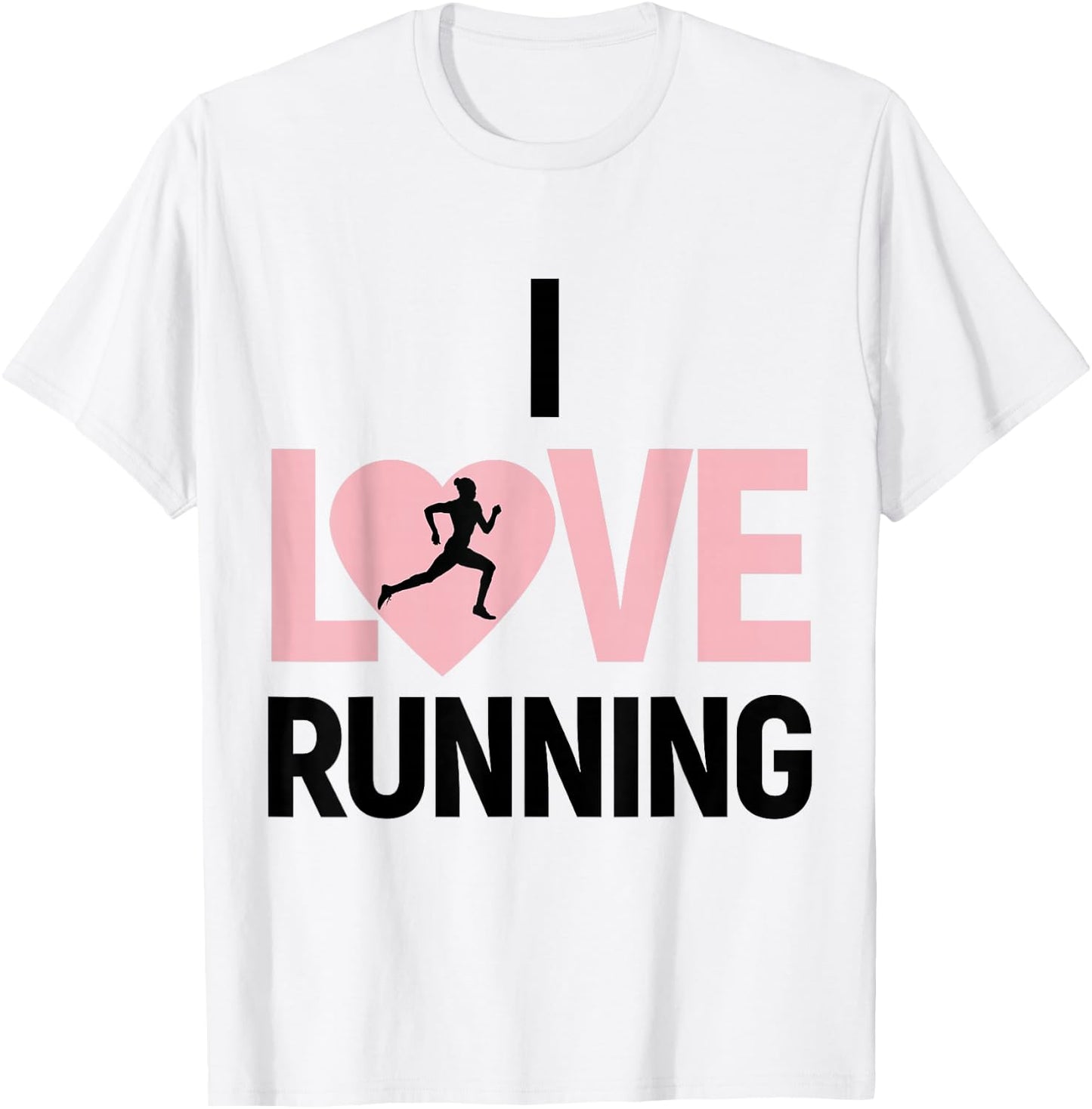 Valentines Day Running Shirt - (Pink Heart) I Love Running T-Shirt - T-Shirt | White