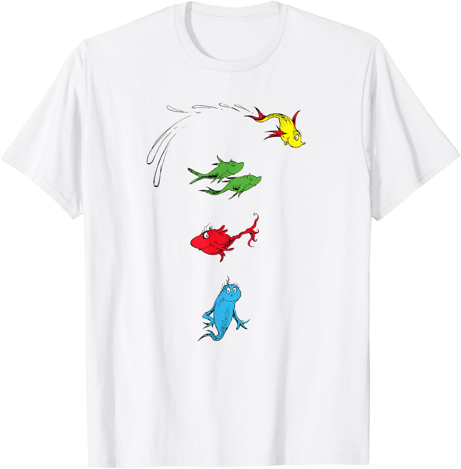 Dr. Seuss One Fish Two Fish Red Fish Blue Fish T-Shirt - T-Shirt | White