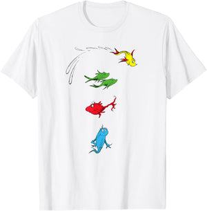 Dr. Seuss One Fish Two Fish Red Fish Blue Fish T-Shirt - T-Shirt | White