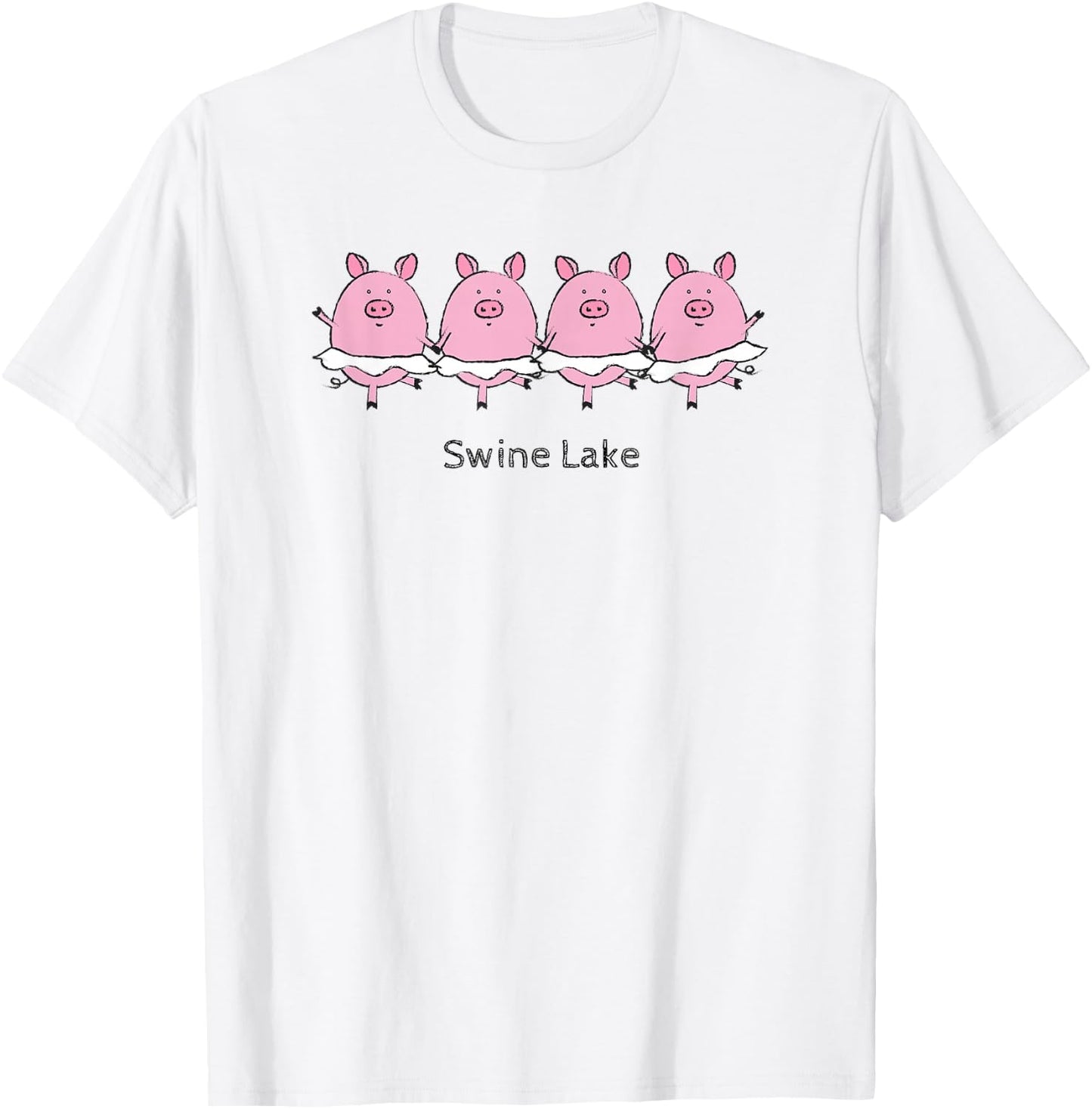 [Swine Lake] Swan Lake Funny Ballet Pig T-Shirt - T-Shirt | White