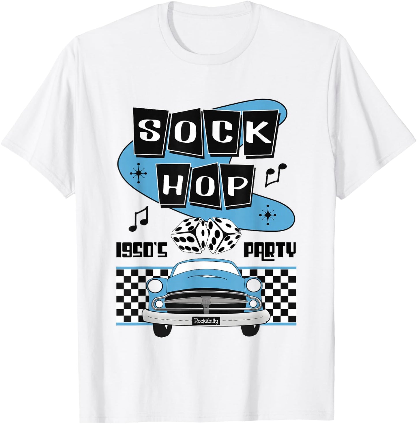 50s Sock Hop Dance Rock N Roll Shirt Rockabilly Classic Car T-Shirt - T-Shirt | White