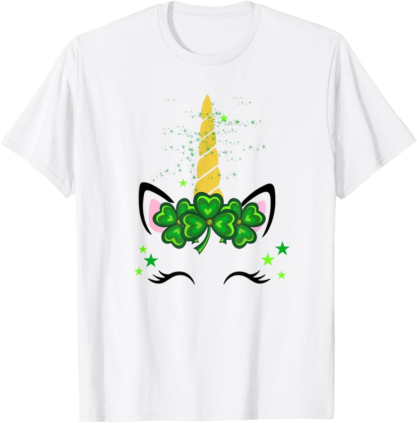 St. Patrick's Day Irish Unicorn face Men Women kids T-Shirt - T-Shirt | White