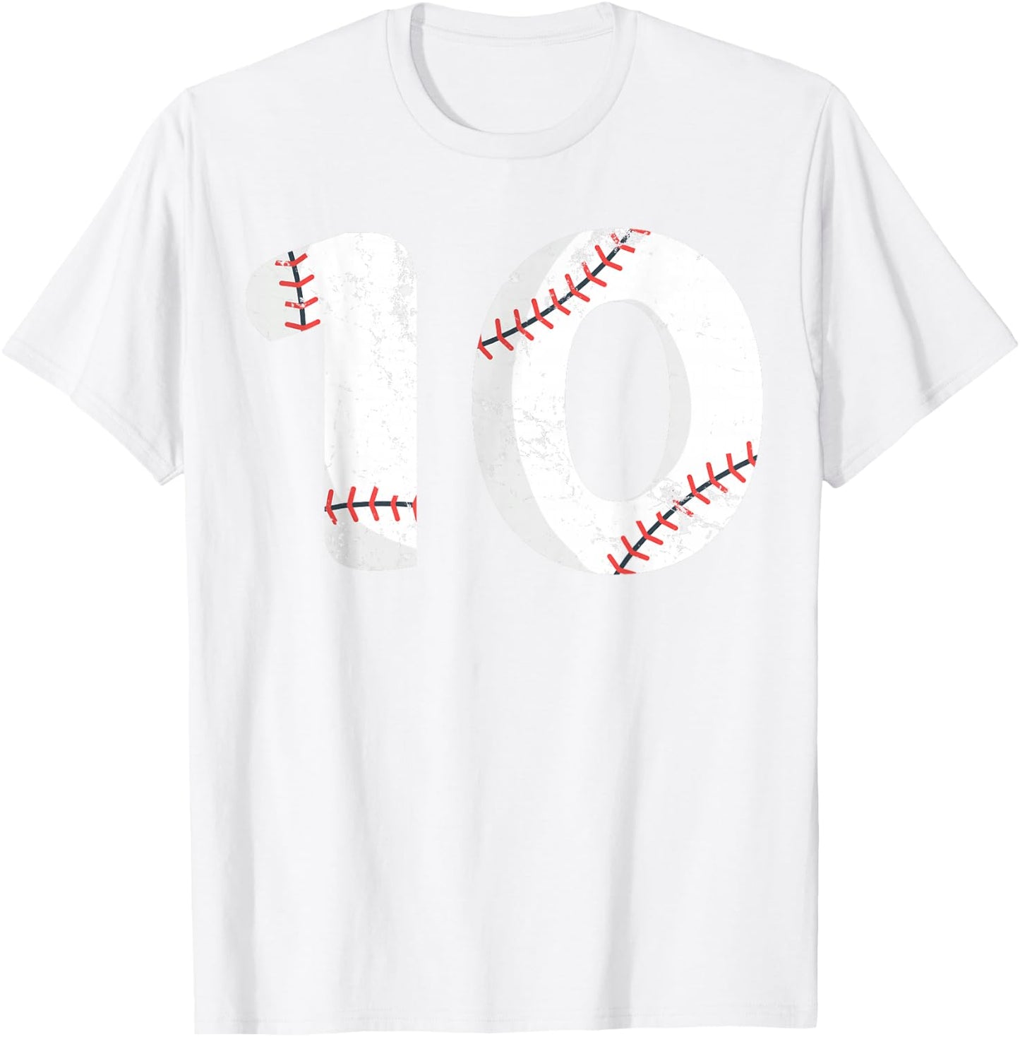 Number #10 BASEBALL Vintage Distressed Team Shirt T-Shirt - T-Shirt | White