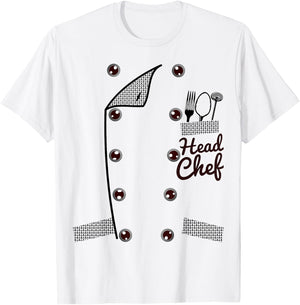 Head Chef Uniform Jacket Funny Faux Costume T-Shirt - T-Shirt | White