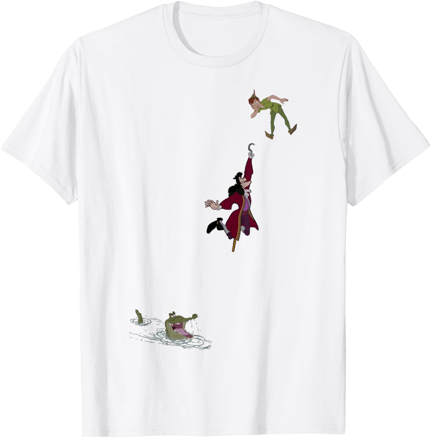 Disney Peter Pan Hook Falling to The Alligator Small T-Shirt - T-Shirt | White