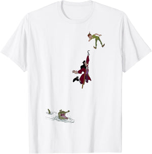 Disney Peter Pan Hook Falling to The Alligator Small T-Shirt - T-Shirt | White