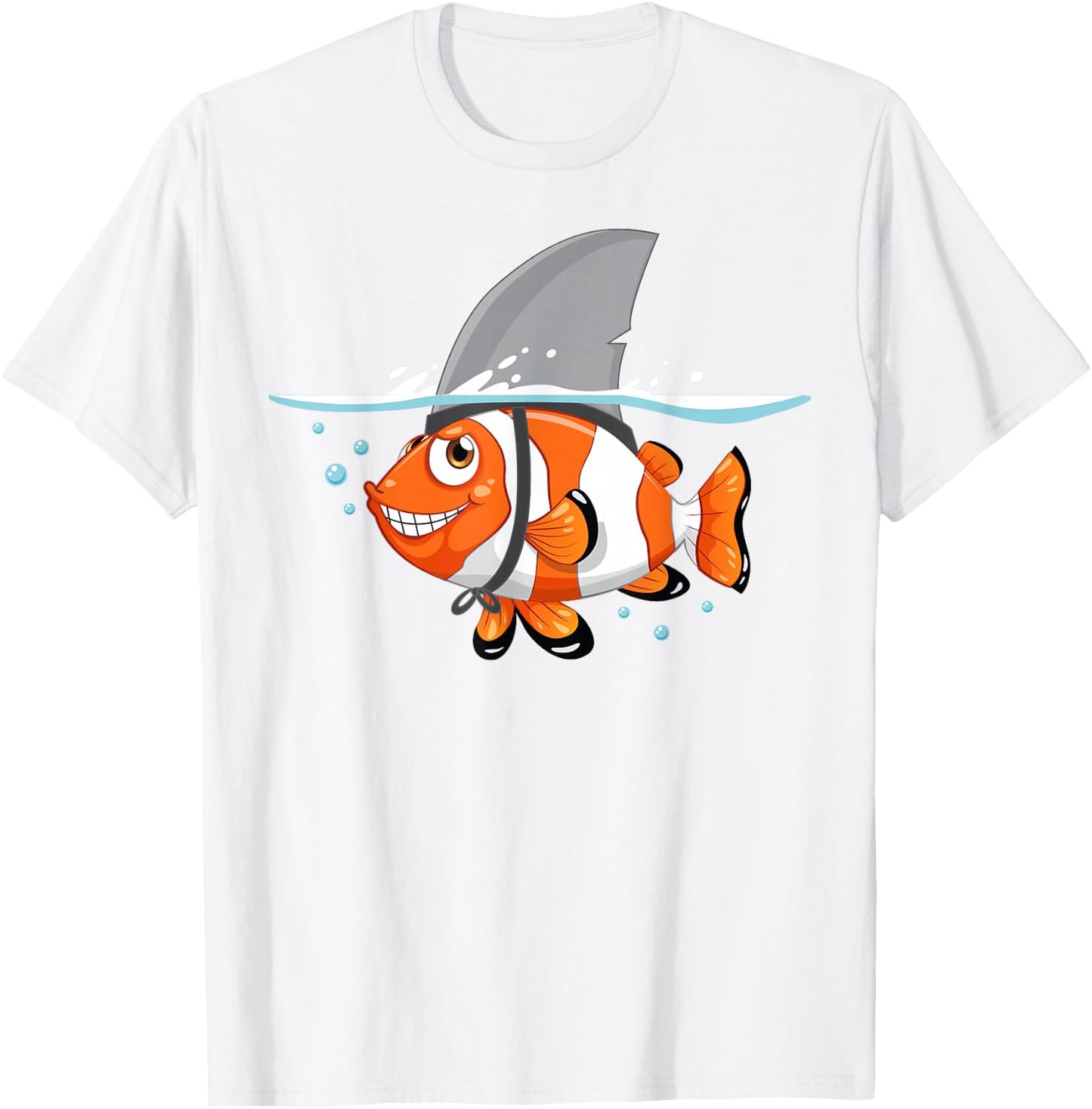 Goldfish With Shark Fin Shirt | Cool Sea Creatures Week Gift T-Shirt - T-Shirt | White
