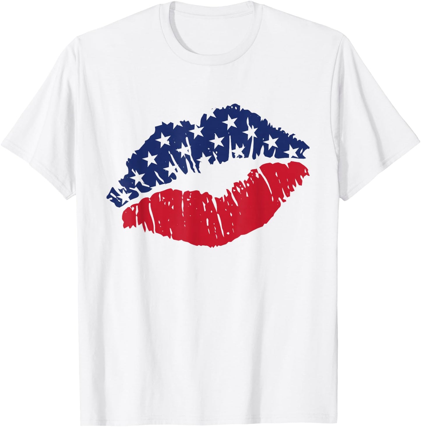 4th of July USA Flag Kiss Lips Patriotic T-Shirt - T-Shirt | White