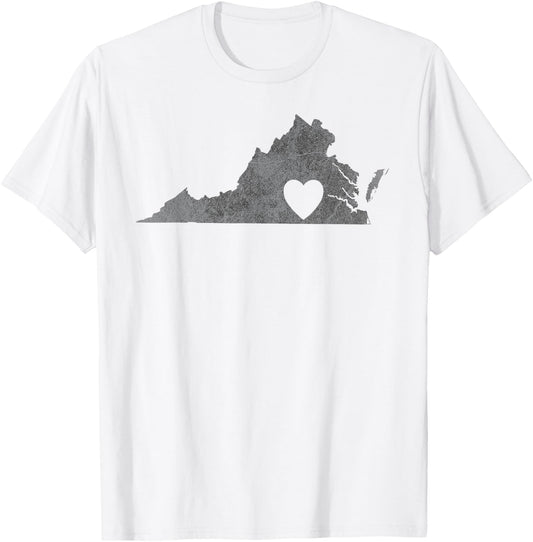 Virginia Lovers State Heart Shirt | Vintage Throwback Gift T-Shirt - T-Shirt | White
