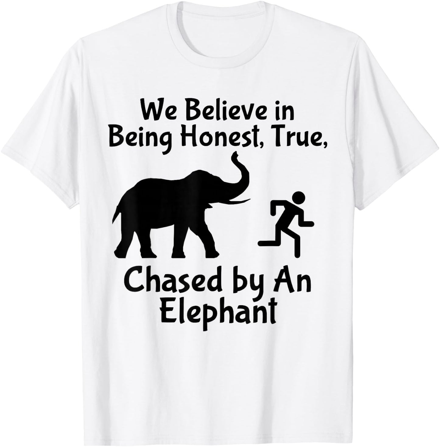 LDS Funny Chased by an Elephant Mormon Faith T-Shirt - T-Shirt | White