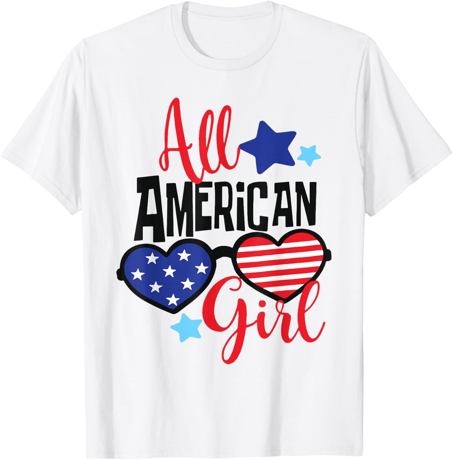 All American Girl Cute 4th July Teen Toddler Flag Patriotic T-Shirt - T-Shirt | White