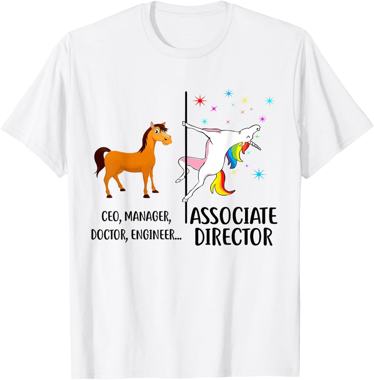 Unicorn Associate Director Funny Job Title T-Shirt - T-Shirt | White