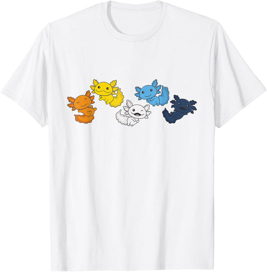 aroace Flag Pride LGBTQ Axolotl aroace T-Shirt - T-Shirt | White