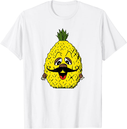 Vintage Hawaiian Pineapple Mustache T-Shirt - T-Shirt | White