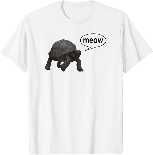 Turtle Tortoise Cat Meow Funny T-Shirt - T-Shirt | White