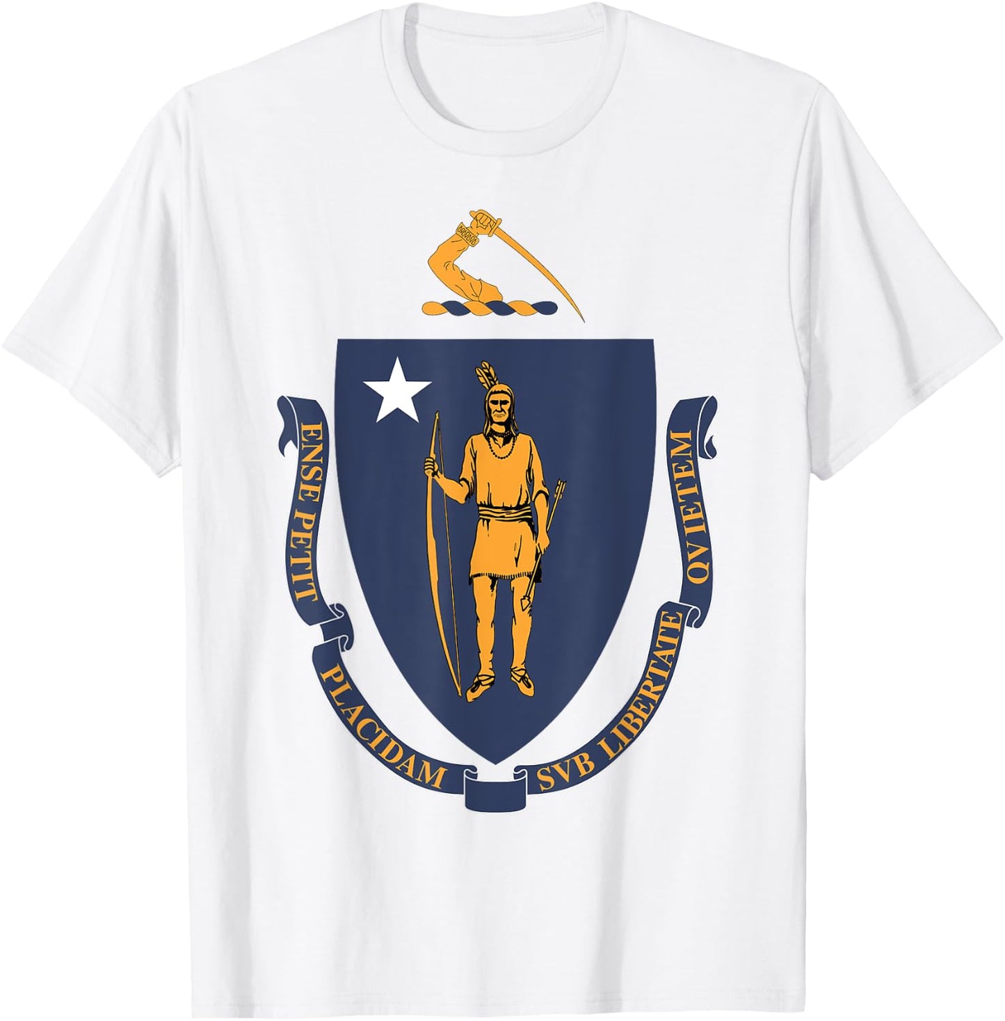 Massachusetts MA state Flag USA T Shirt T-Shirt - T-Shirt | White