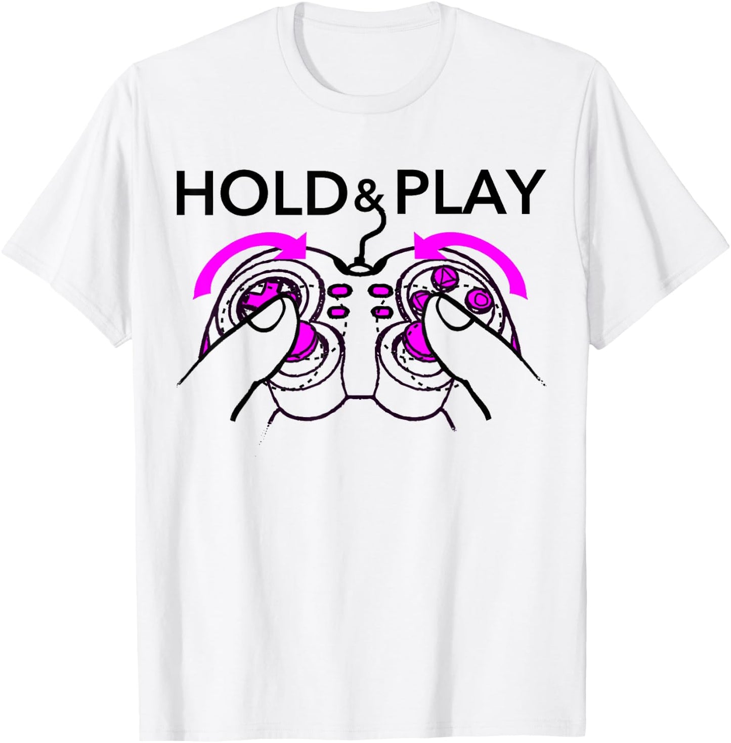 Hold & Play - Funny Joy Stick Controller on Chest T-Shirt - T-Shirt | White