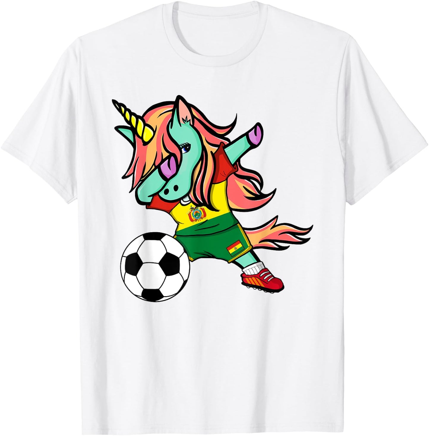 Unicorn Dab Bolivia Soccer Jersey Bolivian Football Lover T-Shirt - T-Shirt | White