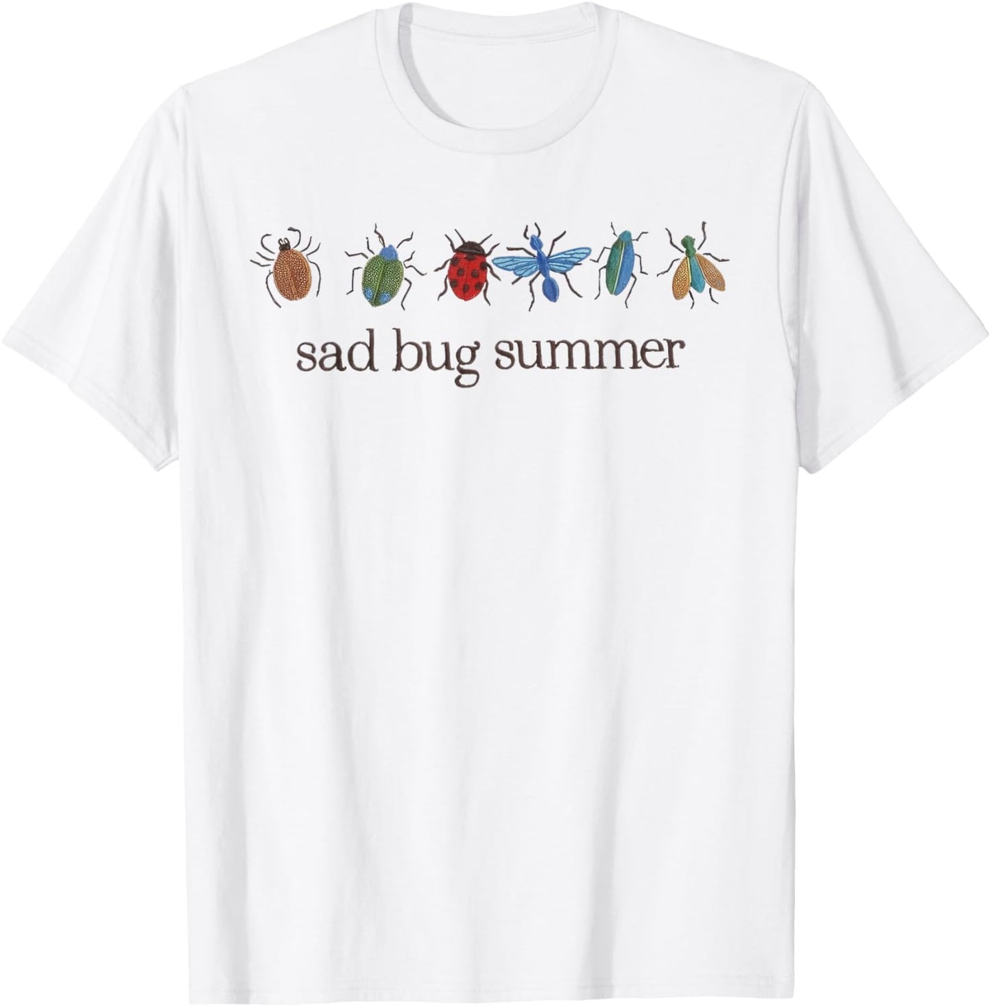 Sad Bug Summer Funny Insect Inspired Indie Aesthetic T-Shirt - T-Shirt | White