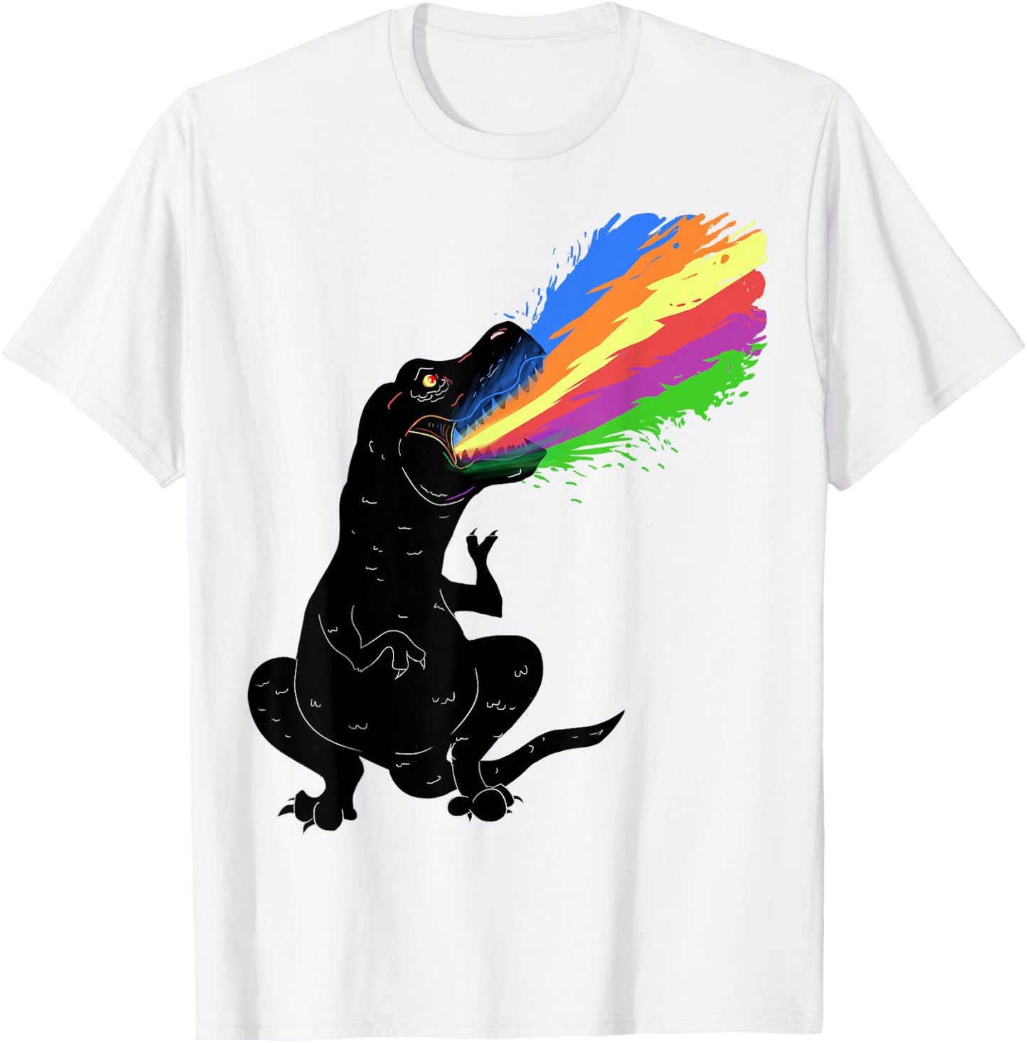 Tyrannosaurus Rex Shooting Rainbow Laser, Dinosaur T-Shirt - T-Shirt | White