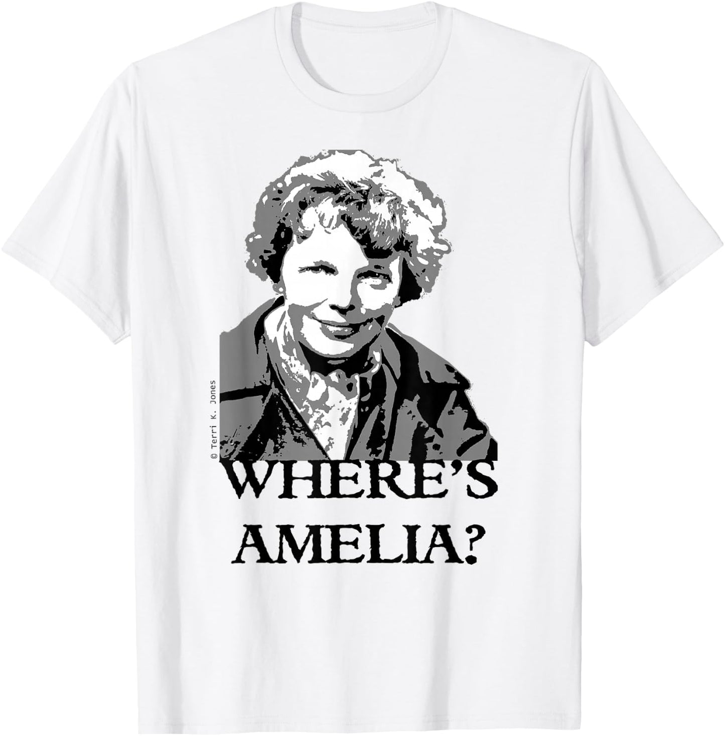 Where's Amelia? Missing Person Female Aviator T-Shirt - T-Shirt | White