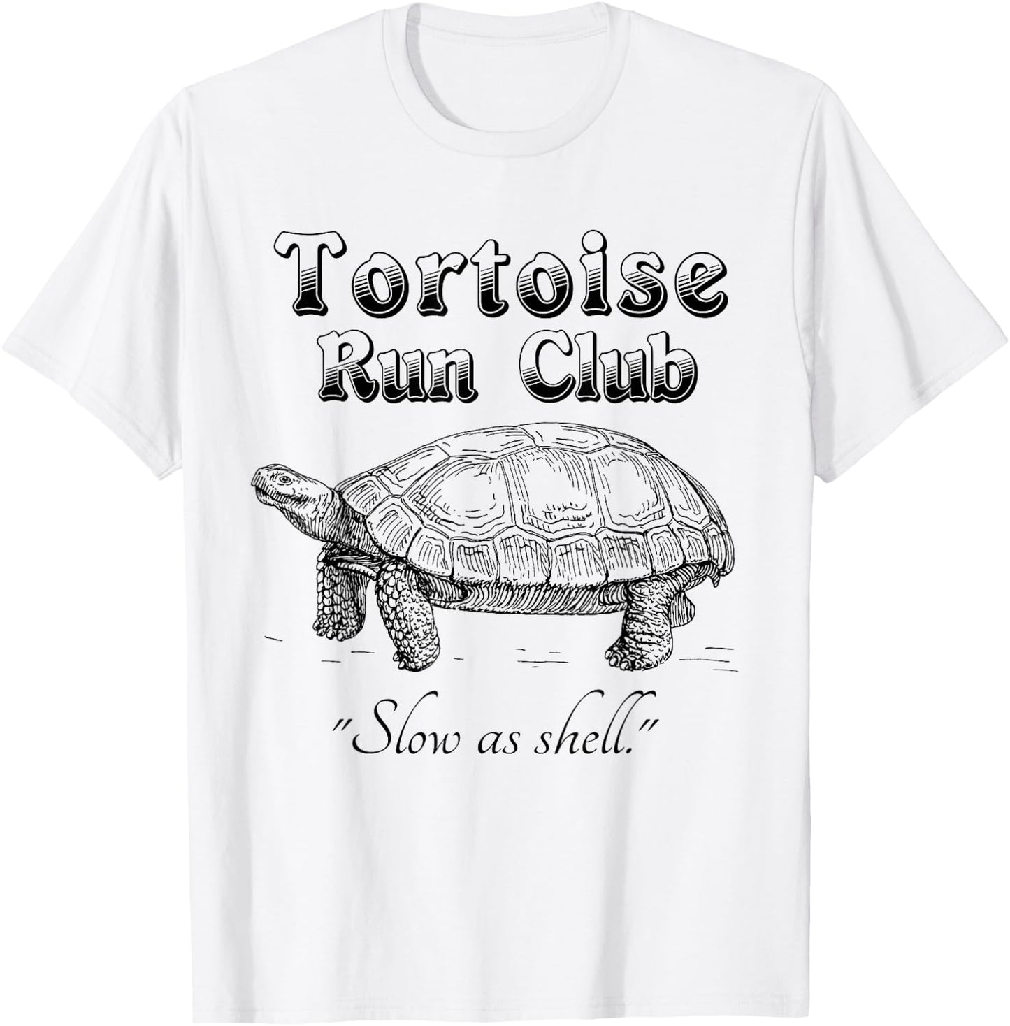 Marathon Running Funny T Shirt Tortoise Run Club T-Shirt - T-Shirt | White