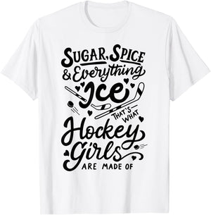 Sugar Spice & Everything Ice Cute Hockey Girl T-Shirt - T-Shirt | White