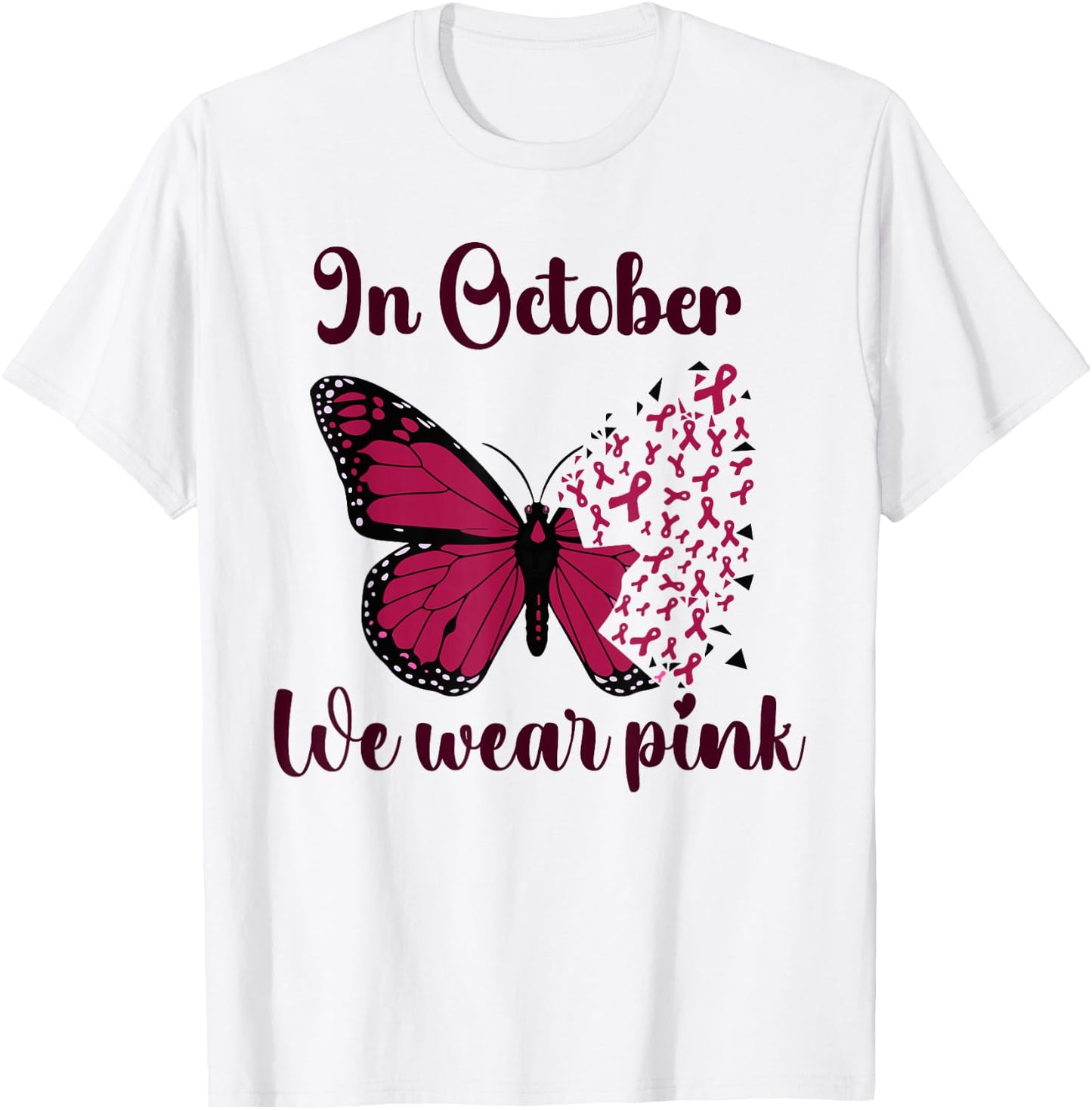 Halloween In October We Wear Pink Breast Cancer Awareness T-Shirt - T-Shirt | White