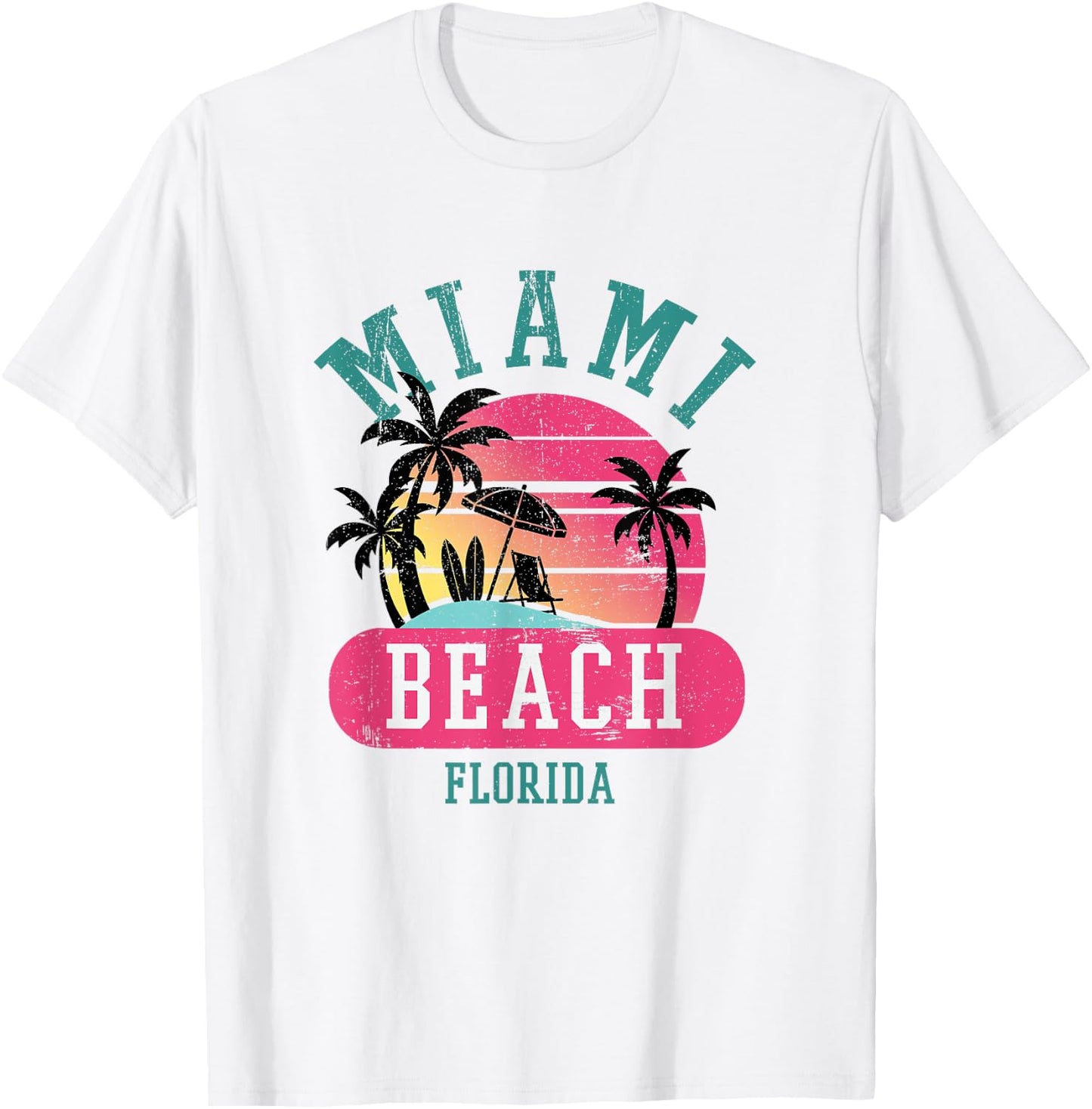 Retro Cool Miami Beach Florida Beaches Shirt T-Shirt - T-Shirt | White